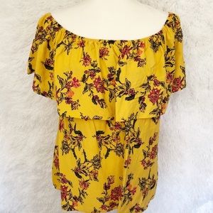 {Torrid} Yellow Floral Off The Shoulder Top